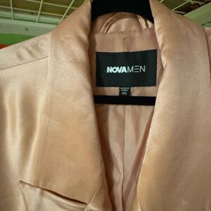 Nova Men Satin Blazer in Peach